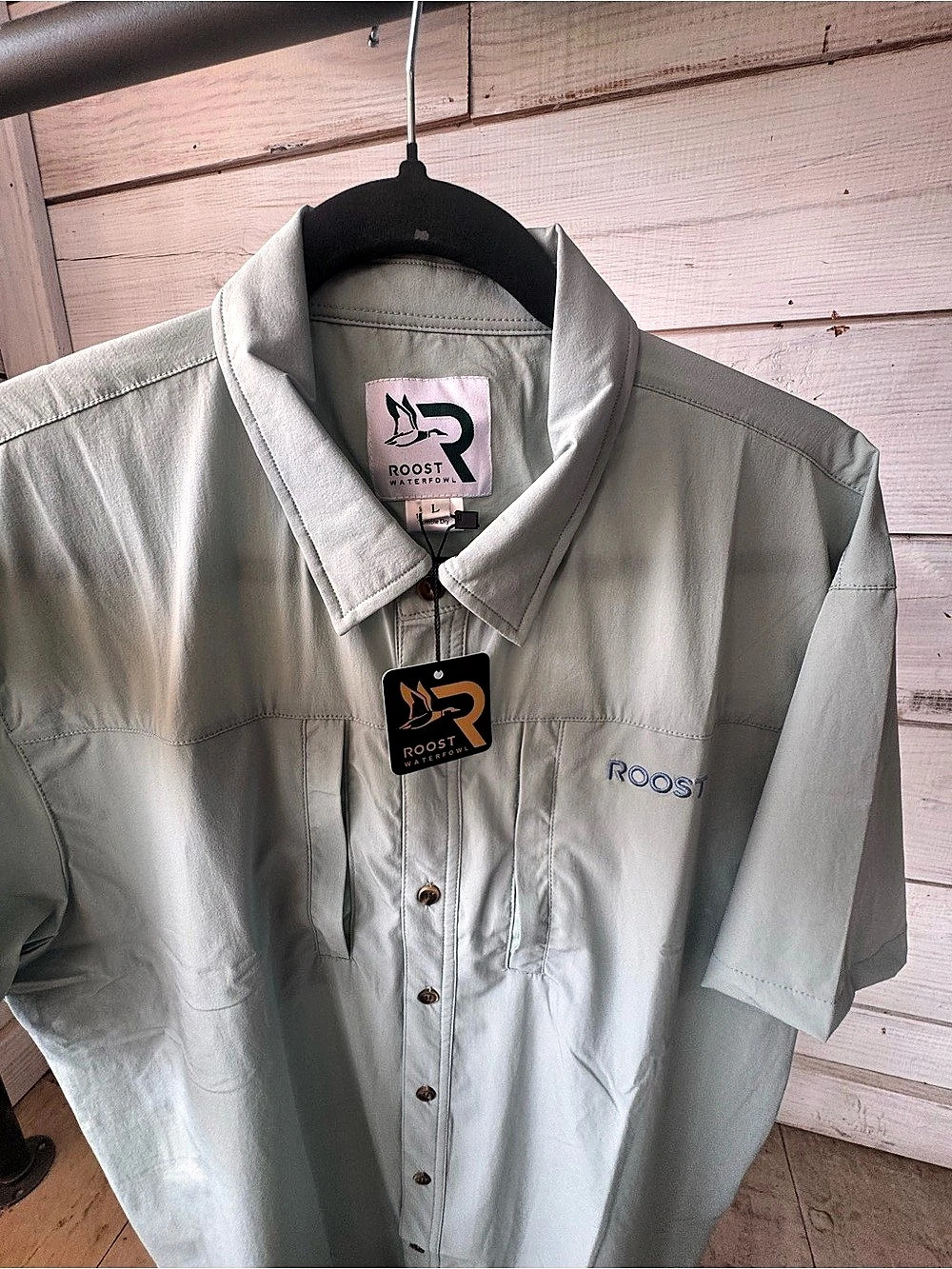 Roost Short Sleeve Button Down in Gray NWT